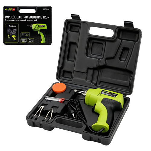 Паяльник електричний імпульсний з аксесуарами, 100 Вт Alloid Pro ES-70100