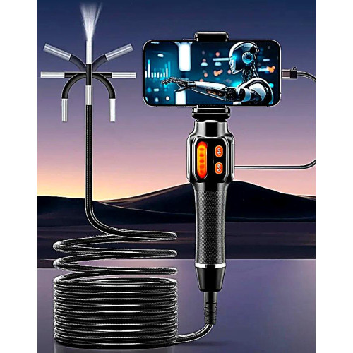 Бороскоп с камерой 6 мм, шарнирный зонд 180°, 1.5 м GUANMOI C30-6-1.5 (Type-C / iOS / Android)