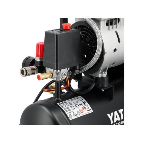 Компрессор безмасляный YATO 230 В, 550 W, 8 bar, 107 л/мин, ресивер 6 л YT-23340
