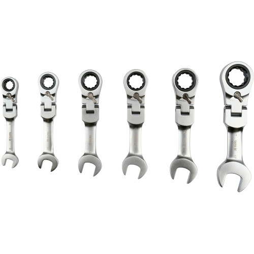 Набор ключей комбинированных коротких реверсивных с трещоткой на шарнире 8-17 мм, 6 шт YATO YT-16977