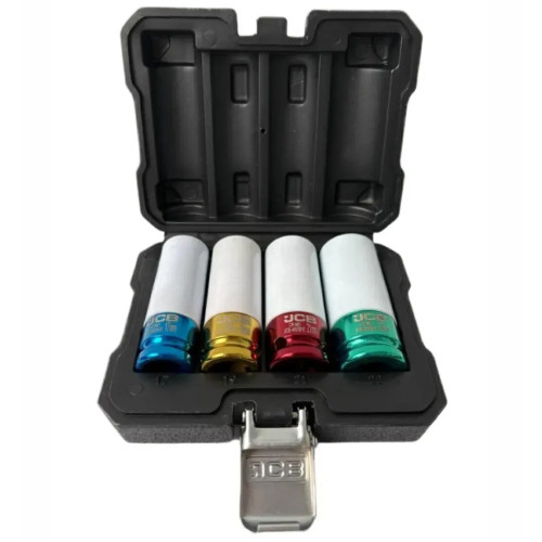 Набор ударных головок для легкосплавных дисков JCB 1/2" 17-22 мм, 4 предмета в кейсе JCB-4046