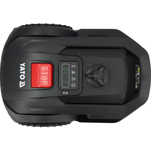 Газонокосарка робот акумуляторна YATO Li-Ion 20 В 2 А·год, площа до 300 м², ширина покосу 16 см, висота 20-50 мм YT-852090