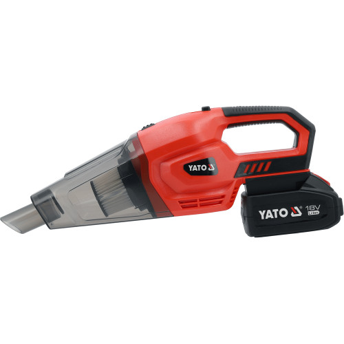 Пылесос аккумуляторный YATO 18 В Li-Ion 4 Ач, 150 Вт, HEPA, 2 удлинителя и насадки YT-85682