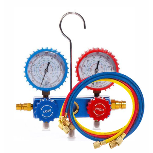 Двухвентильный коллектор (поршневого типа) для R404A, R22, R134a, R407C + шланги 3×150 см ZENGO CT-236G-22