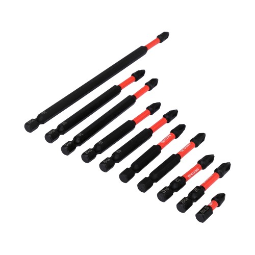 Ударные биты PH2 YATO 25/50/65/75/100/150 мм, шестигранник 1/4", 10 предметов YT-78073