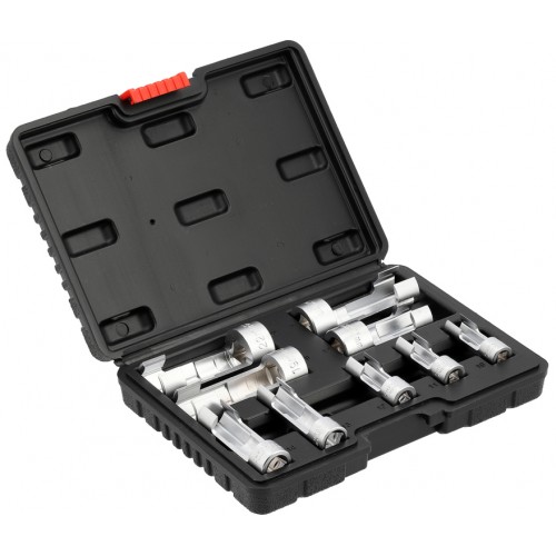 Набір торцевих головок з розрізом 10-22 мм, 1/4", 3/8", 1/2", CrV, 9 шт. YATO YT-17507