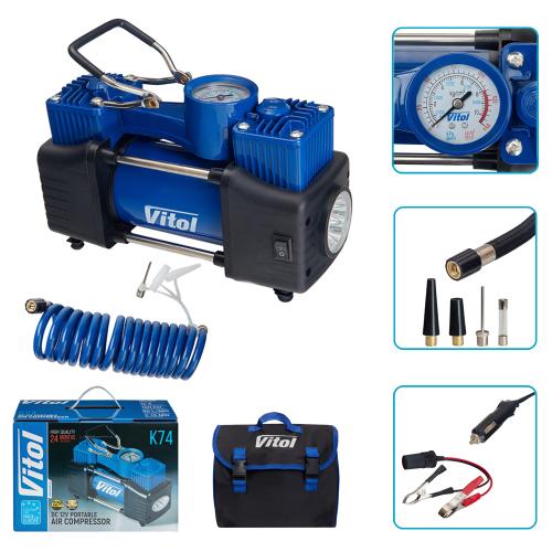 Компресор ViTOL K-74 150 PSI / 85 л/хв / 2 циліндри / шланг 3,0 м