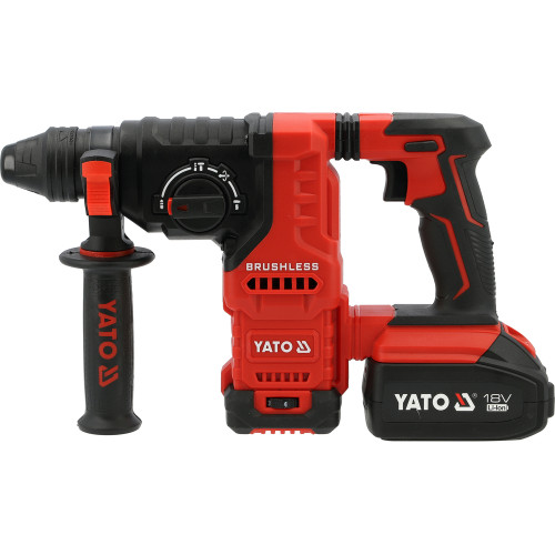 Перфоратор аккумуляторный YATO SDS+ 18 В, 2×4 А·ч, 2.8 Дж, до 26 мм (бетон), 3 режима YT-827724