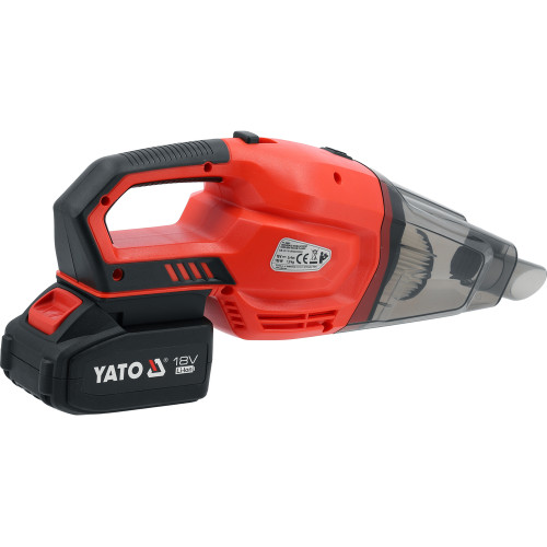 Пылесос аккумуляторный YATO 18 В Li-Ion 4 Ач, 150 Вт, HEPA, 2 удлинителя и насадки YT-85682