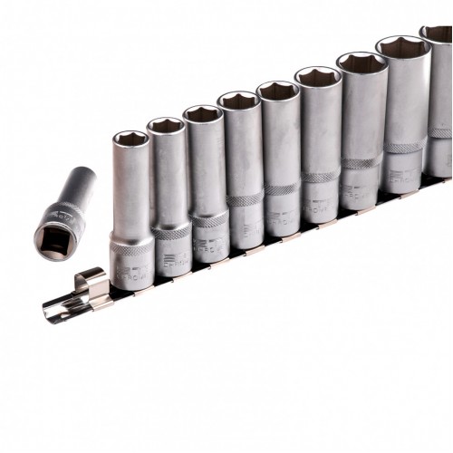 Набор удлиненных торцевых головок 1/2", шестигранные, CrV, 10 шт., 10-22 мм 13603 Stels