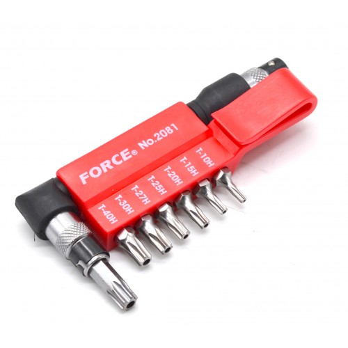 Набор насадок TORX с отверстием 1/4" T10H-T40H +Г-образный держатель 2081 FORCE