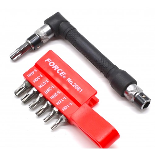 Набор насадок TORX с отверстием 1/4" T10H-T40H +Г-образный держатель 2081 FORCE