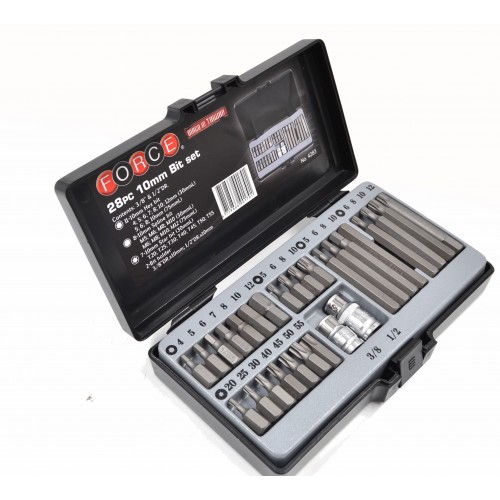 Набор насадок 1/2",10мм, HEX,TORX,SPLINE 28ед. 4283 FORCE
