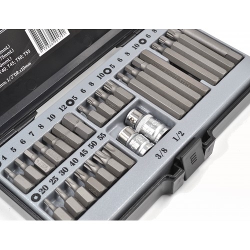 Набор насадок 1/2",10мм, HEX,TORX,SPLINE 28ед. 4283 FORCE