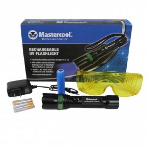 Ультрафиолетовый фонарик LED с аккумулятором + защитные очки Mastercool MC-53518-UV-220