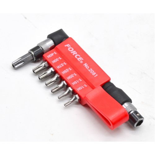 Набор насадок TORX с отверстием 1/4" T10H-T40H +Г-образный держатель 2081 FORCE