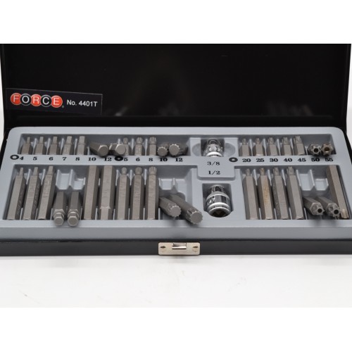 Набір насадок 1/2", 10мм, HEX, TORX, SPLINE 40 од. з отвором 4401T FORCE