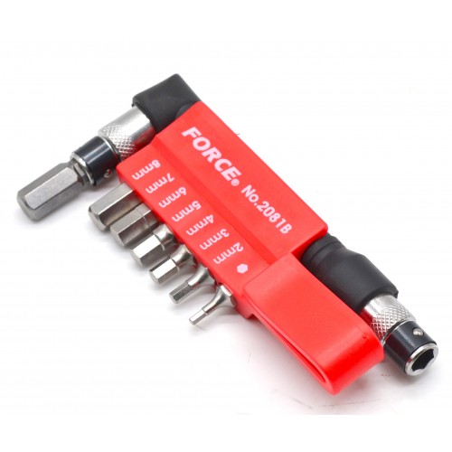 Набор насадок HEX 1/4" 2-8мм. +Г-образный держатель 8ед.2081B FORCE