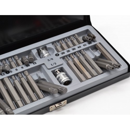 Набір насадок 1/2", 10мм, HEX, TORX, SPLINE 40 од. з отвором 4401T FORCE