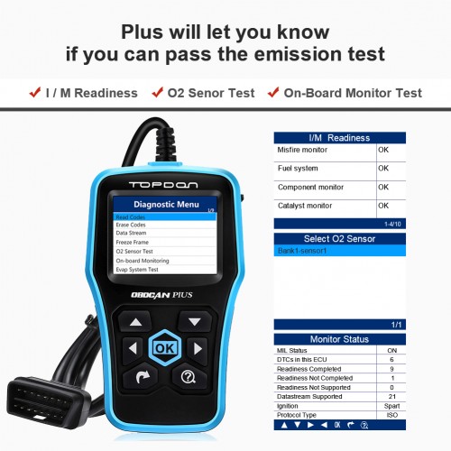 Диагностический OBD2 сканер TOPDON Plus CAN