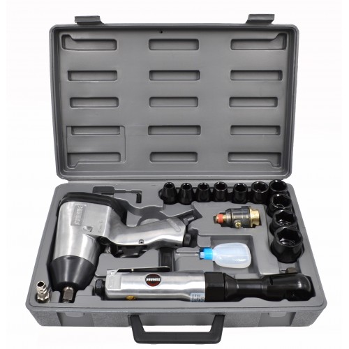 Пневматический инструмент 1/2" с набором ударных головок 17 пр. SUMAKE ST-5500
