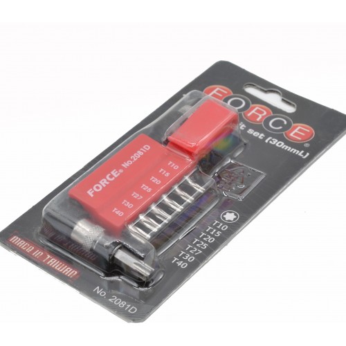 Набір насадок TORX 1/4" T10-T40 + Г-подібний тримач 8од 2081D FORCE