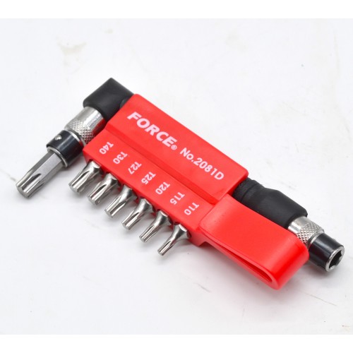 Набір насадок TORX 1/4" T10-T40 + Г-подібний тримач 8од 2081D FORCE