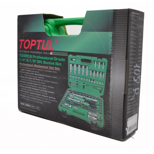 Набор инструмента на 108 единиц TOPTUL 1/4"&1/2" 108ед. (6-гр.) GCAI108R