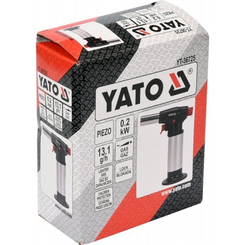 Горелка газовая 200 Вт с пьезоподжигом расход 13,1 гр/ч YATO YT-36725
