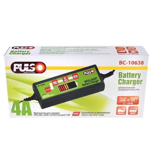 Зарядное устройство импульсное PULSO для STD, AGM, GEL, LiFePO4 12V/4.0A/1.2-120AHR/LCD/(BC-10638)