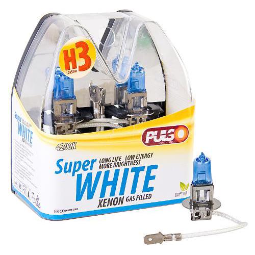 Лампы PULSO/галогенные H3/PK22S 12v55w super white/plastic box (LP-32551)