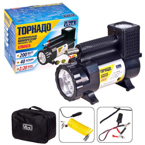 Компрессор "Торнадо" КА-Т12181 150psi/15Amp/40л/фонарь/прикур.+переходник/шланг 3,0м (КА-Т12181)