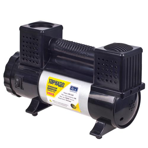 Компрессор "Торнадо" КА-Т12191 150psi/28Amp/90л/клеммы/фонарь/шланг 7,5м с дефлятором/2 цилиндра (КА-Т12191)