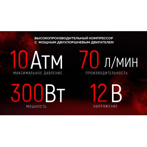 Компрессор автомобильный "VOIN" VP-610 150psi/23A/70л/клеммы (VP-610)
