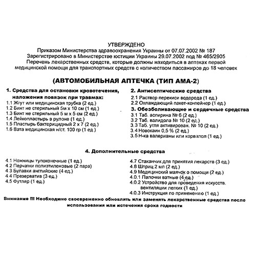 Аптечка АМА-2 для мікроавтобуса (до 18 чол.) чемодан (326 АМА-2 чемодан)