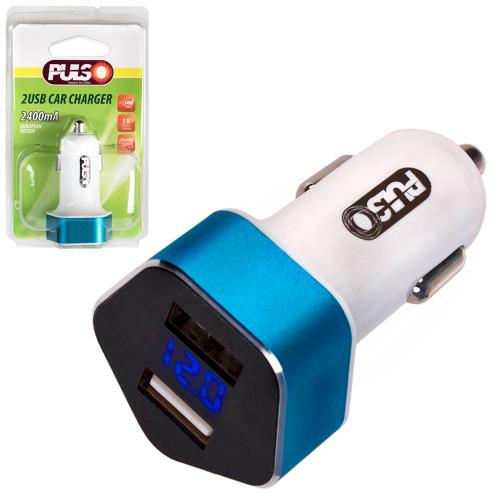 Автомобильное зарядное устройство PULSO C-2406 2USB (12/24V - 5V 2,4A) + вольтметр (C-2406)