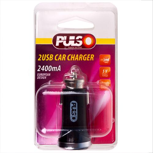 Автомобільний зарядний пристрій PULSO C-2411BK 2USB (12/24V - 5V 2,4A) (C-2411BK)