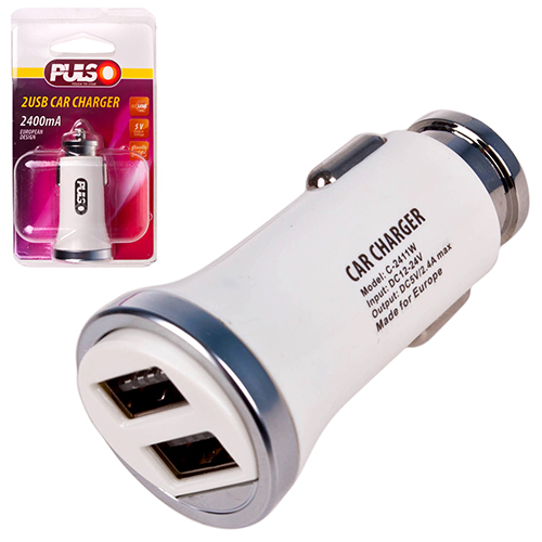Автомобильное зарядное устройство PULSO C-2411W 2USB (12/24V - 5V 2,4A) (C-2411W)