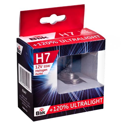 Лампа Blik галогенная Н7 12V/55W PX26D +120% (61447)