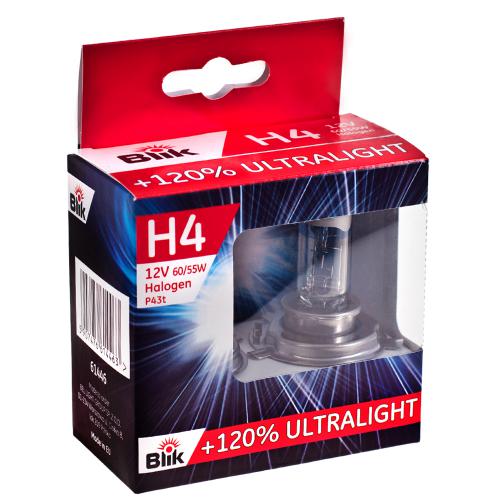 Лампа Blik галогенная Н4 12V 60/55W P43T +120% (61446)