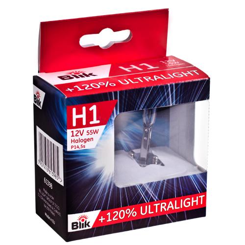 Лампа Blik галогенная Н1 12V 55W P14,5S +120% (61398)