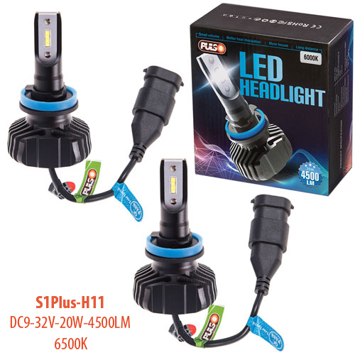 Лампы PULSO S1 PLUS/H11/LED-chips CSP/9-32v2*20w/4500Lm/6500K (S1 PLUS-H11)