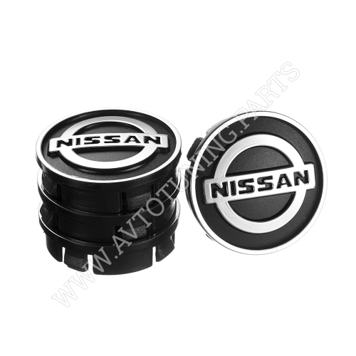 Заглушка колесного диска Nissan 60x55 черный ABS пластик (4шт.) (50036)