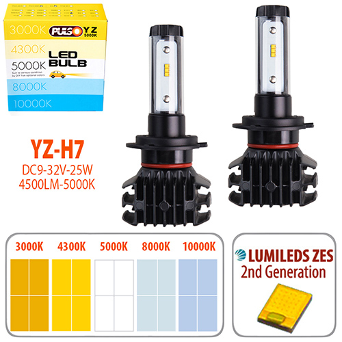 Лампи PULSO YZ/H7/LED-chips ZES-Philips/9-32v2*25w/4500Lm/3000-4300-5000-6500-10000K (YZ-H7)