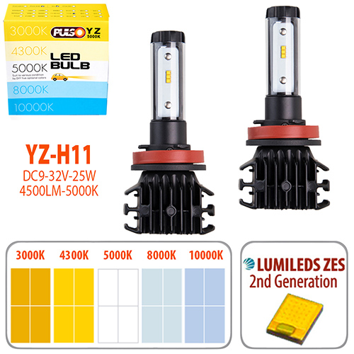 Лампи PULSO YZ/H11/LED-chips ZES-Philips/9-32v2*25w/4500Lm/3000-4300-5000-6500-10000K (YZ-H11)