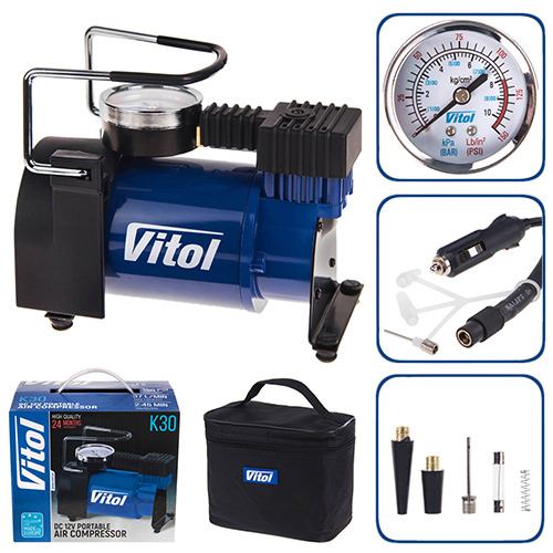 Компрессор автомобильный ViTOL" К-30 150psi/14Amp/37л/