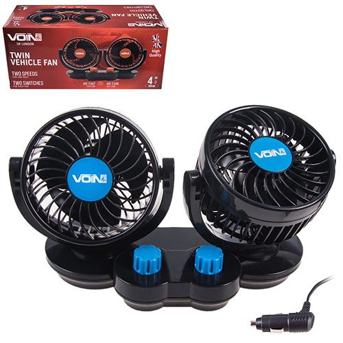 Вентилятор VOin HX-T307 4" 12V 6.5W подвійний дві швидкості/дві регулювання (HX-T307)