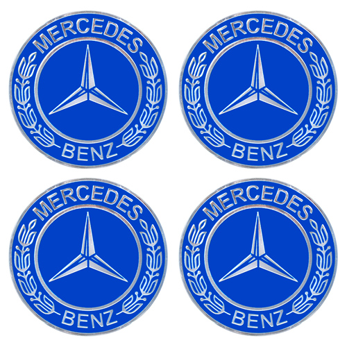 Наклейки на ковпаки, діам. 90 мм "MERCEDES" сині з колоском (4 шт) (D)