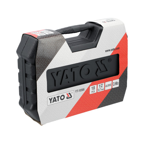 Набор торцевых ударных головок YATO YT-10566, 1/2", CrMo, 10–24 мм, 18 предметов