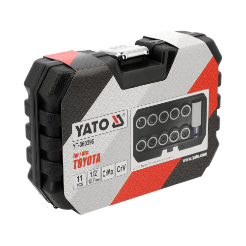 Торцеві вставки до захисних гвинтів колісних дисків авто TOYOTA YATO з квадрат-1/2", компл.11шт [10]